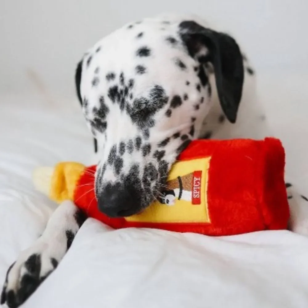 Zippy Paws Red Yellow Crusherz Chowlula Hot Sauce Plush Crinkle Dog Toy